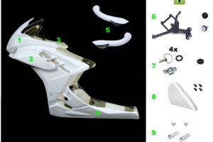 Aprilia Tuono V4 R / Factory 1100 2021-2023 Vorneverkleidung Racing SATZ - Conversion RSV4 2021+ - inkl. DZUS Schnellverschlusset,. GFK RACING