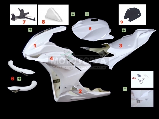 Aprilia RSV 4 2009-2012 - konverze RSV 4 2021+ - Kompletní sada racing 9 dílná 