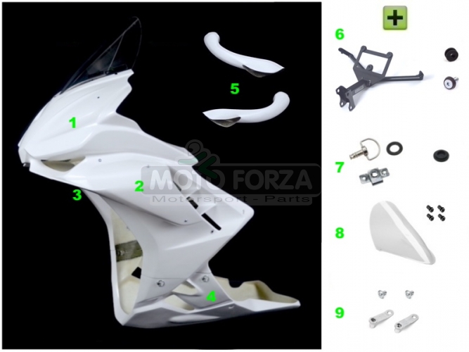 Aprilia Tuono V4 R / Factory 1100 2021-2023 Vorneverkleidung Racing SATZ - Conversion RSV4 2021+ - inkl. DZUS Schnellverschlusset