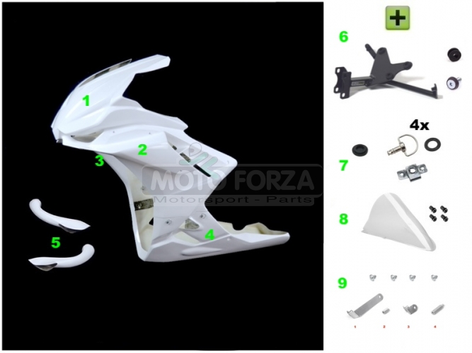 Aprilia RSV 4 2015-2020 / Tuono -2020 conversion KIT RSV 4 2021 - Vorneverkleidung Racing inkl. DZUS Schnellverschlusset