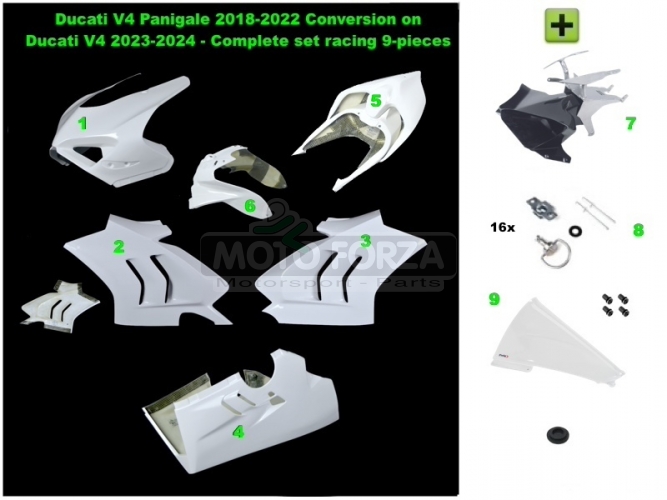 Ducati V4 Panigale 2018-2022  konverze na V4 2023-2024 - Kompletní sada racing 9 dílná