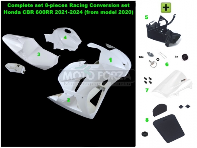 Kompletní sada  8-dílná Racing - Konverze set Honda CBR 600RR 2021-2024 (z modelu 2020)