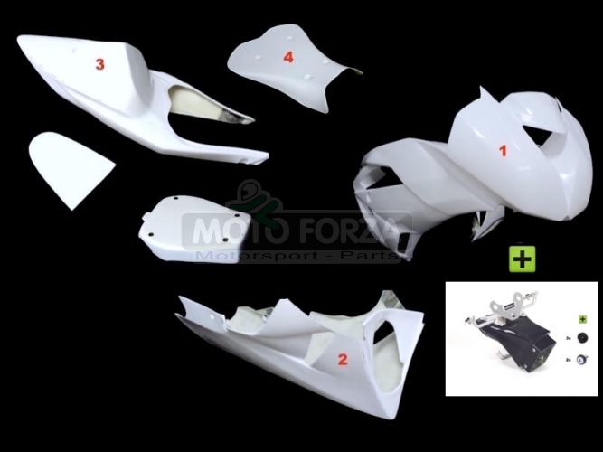 Kawasaki ZX-6R Ninja 2009-2012 Komplettsatz 6-teilig racing, GFK  - CONVERSION SET ZX6R 636 13-