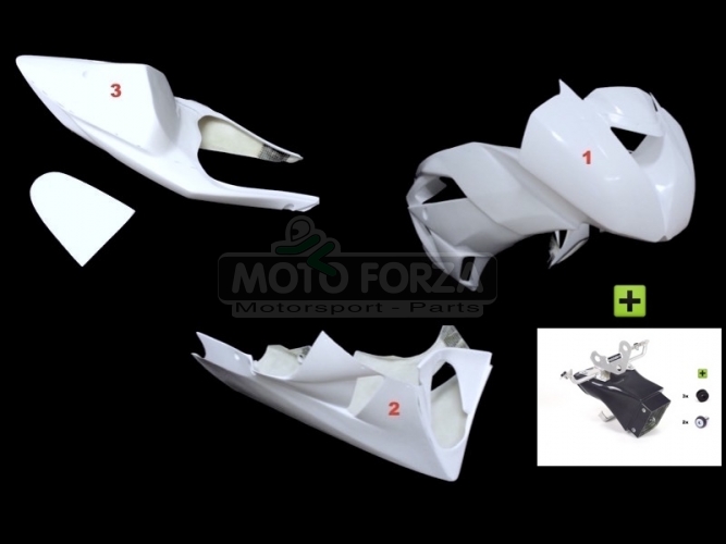 Kawasaki ZX-6R Ninja 2009-2012 Komplettsatz 5-teilig racing OP, GFK - CONVERSION SET for ZX6R 636 2013-