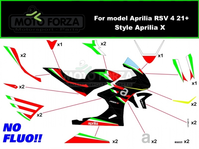 Samolepky - SET - Styl Aprilia X - 2 Provedení