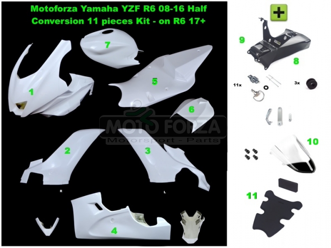 Yamaha YZF R6 2008-2016 Komplettsatz 11-teilig Racing R6 2017 Conversion Kit